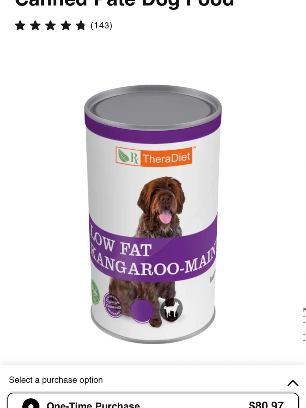 Low Fat Kangaroo Canned Dog Food - Purple